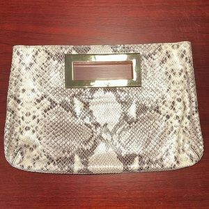 Michael Kors Snake-print Clutch with Gold handle